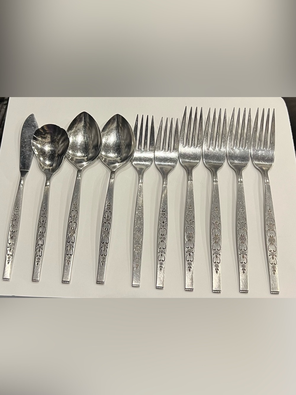 Vintage Oneida Wm A Rogers SPANADA Premier Stainless Flatware 10 Pc Floral Lot